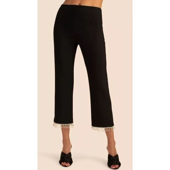 Trina Turk black Rhinestone Hemmed Crop Ankle Pants Size 4 - Picture 1 of 8